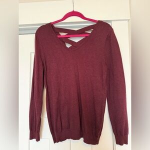 Stitch Fix Women's Cross-Back Burgundy V-Neck Sweater